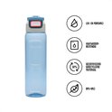 Bouteille Kambukka transparente bleu de 1L avec bouchon 3-en-1. Étanche, lavable au lave-vaisselle, 50% recyclée et sans BPA.