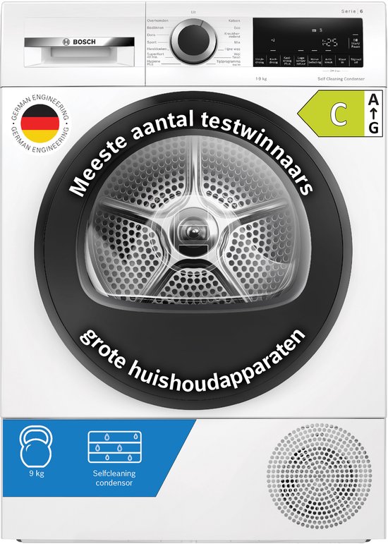 Bosch Serie 6 WQG245D5NL - Wasdroger - Zelfreinigende condensor - Blijvend energiezuinig - Warmtepompdroger - Zeer stil - Droogt zoals jij wilt met AutoDry