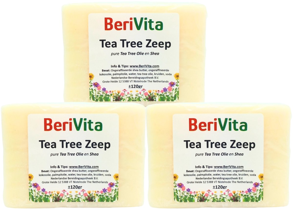 Tea Tree Zeep 3x120gr - Natuurlijke Zeep met Tea Tree Olie en Shea Butter