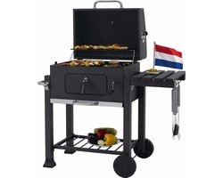 EVIQ - BBQ houtskool XL- Smoker Barbecue Valencia - Barbeque Verstelbaar kolenrooster - Barbecues Zwart