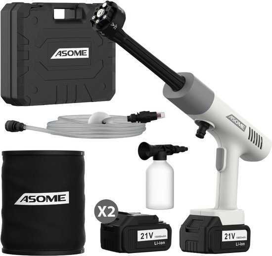 Draadloze hogedrukreiniger Asome X021 450 PSI 2x 15000 mAh accu 6-in-1 spuitkop 13L emmer zonder kraan
