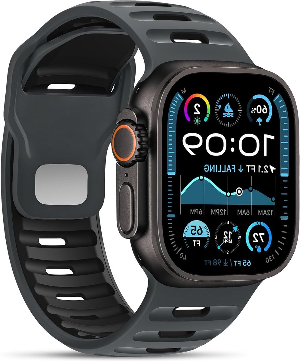 Zachte silicone sportband voor Apple Watch 44mm, 49mm, 46mm, 45mm, 42mm - Geschikt voor Series SE, 1-9, Comfortabel en Duurzaam