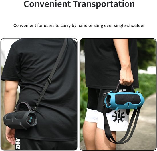Draagbare softcase geschikt voor JBL Charge 6 speakers, geschikt om over de schouder of crossbody te dragen, blauwe verpakking. van Merkloos — afbeelding 2
