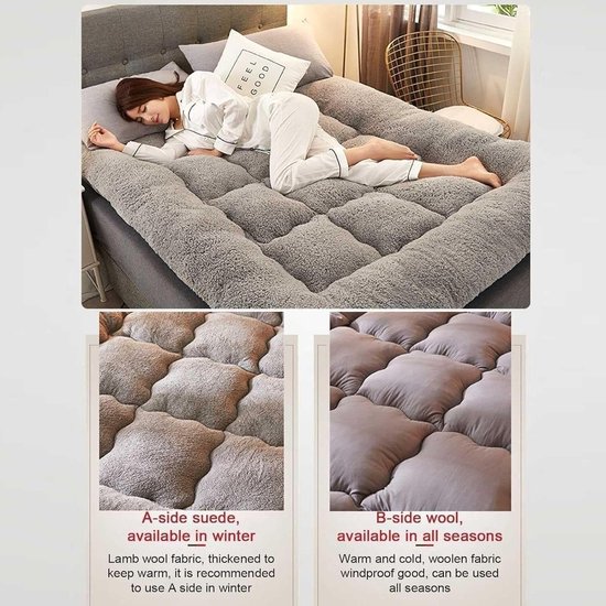 Dikke Futon Matras - Vloerbed - Ruimte Besparen - Draagbaar & Opvouwbaar - 39x80 inch - Wit — afbeelding 2