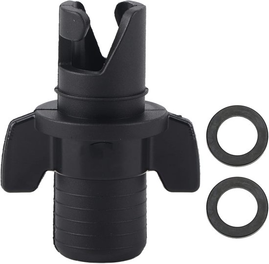 Ventiel Adapter - Pompslang Schroef - Boot Opblazen - Met Rubberen Ringen - 5.8 cm Lengte - Zwart — afbeelding 2