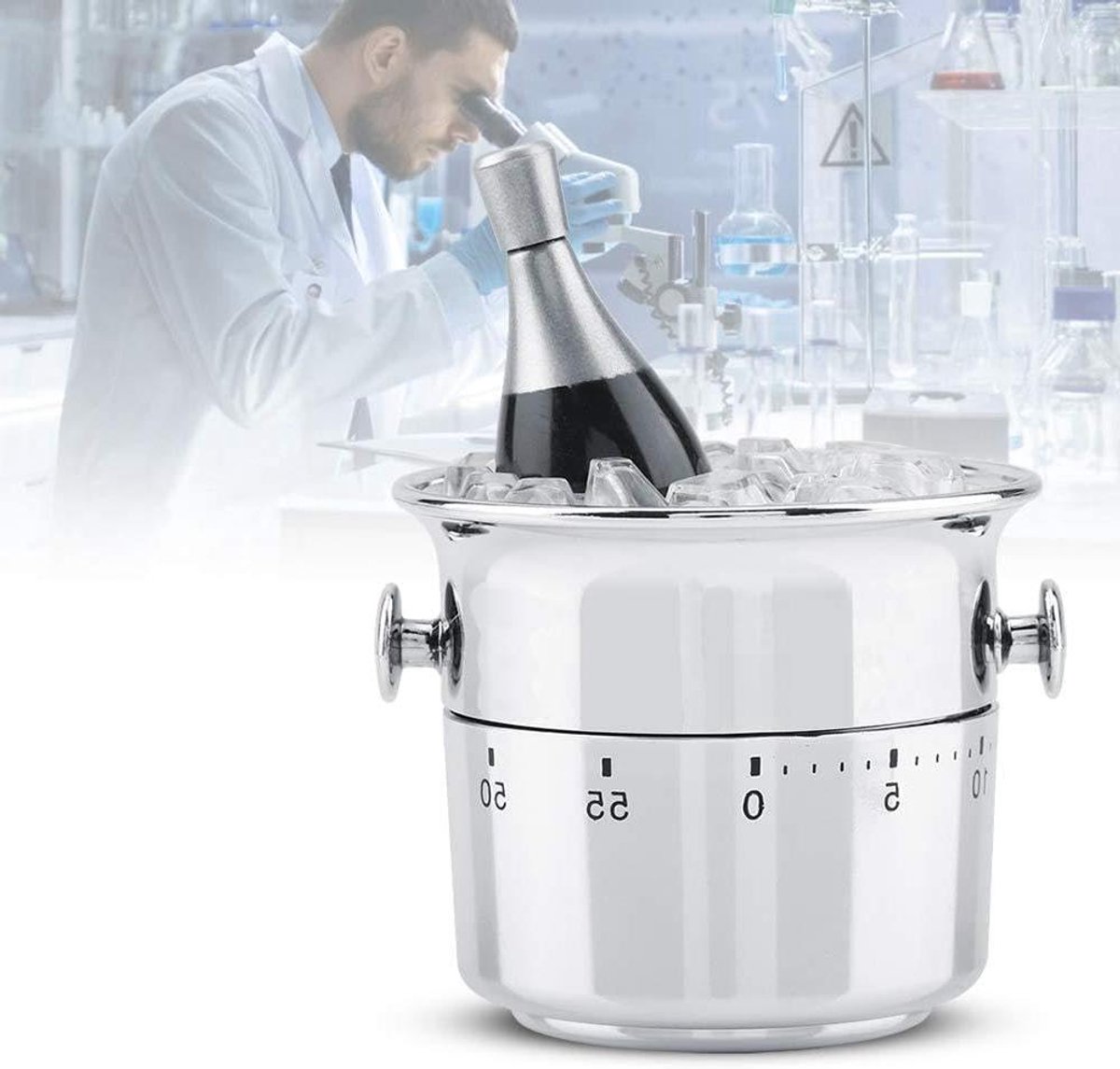Mechanische Kookwekker - Keukentimer RVS - Koken en Bakken - Luide Ring - 6.8 x 9.2 cm - Zilver