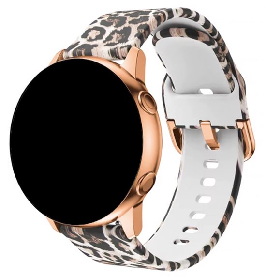 Siliconen Smartwatch Bandje 20mm Panterprint Sportief Waterbestendig Verstelbaar voor Samsung Galaxy Watch Polar Huawei
