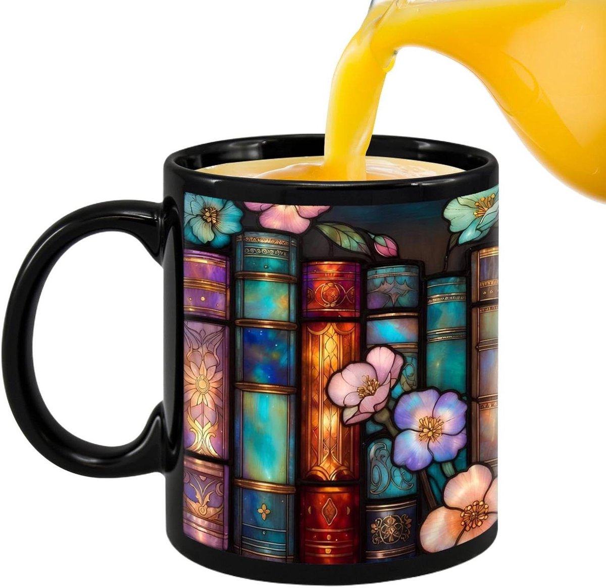 Keramische Mok - Theebeker Koffiemok - Boeken Lezen - Boekenplank Ontwerp - 330 ml - Wit