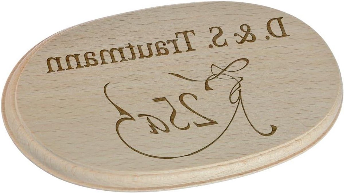 Houten Bord - Deurplaat Huisnummer - Personaliseren Woning - Individuele Gravure - 17.5 x 9.9 cm - Bruin