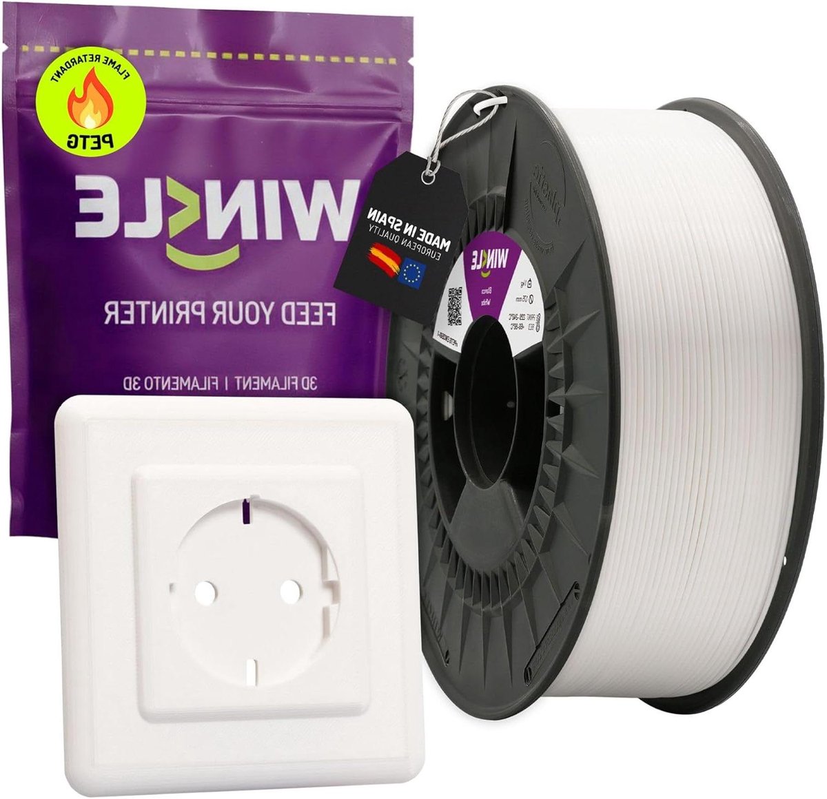 3D Printer Filament - Vlamvertragend Garen - Technische Onderdelen - EN 13501-1 Certificering - 1.75 mm 1 kg - Wit