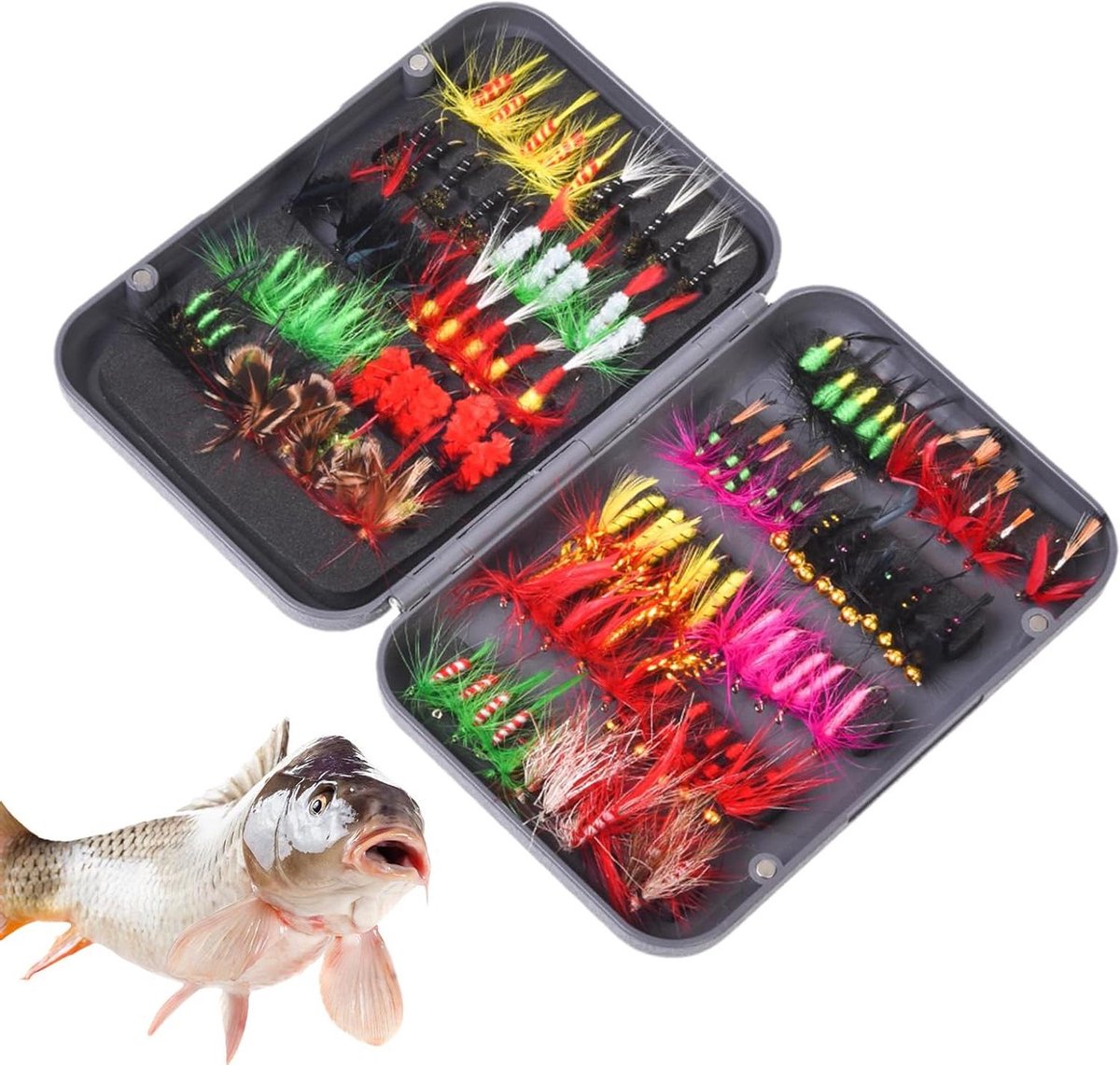 Vliegenaas Set - Zoetwateraas - Vissen in Meren - Realistische Imitatie - 100 Stuks - Multicolor