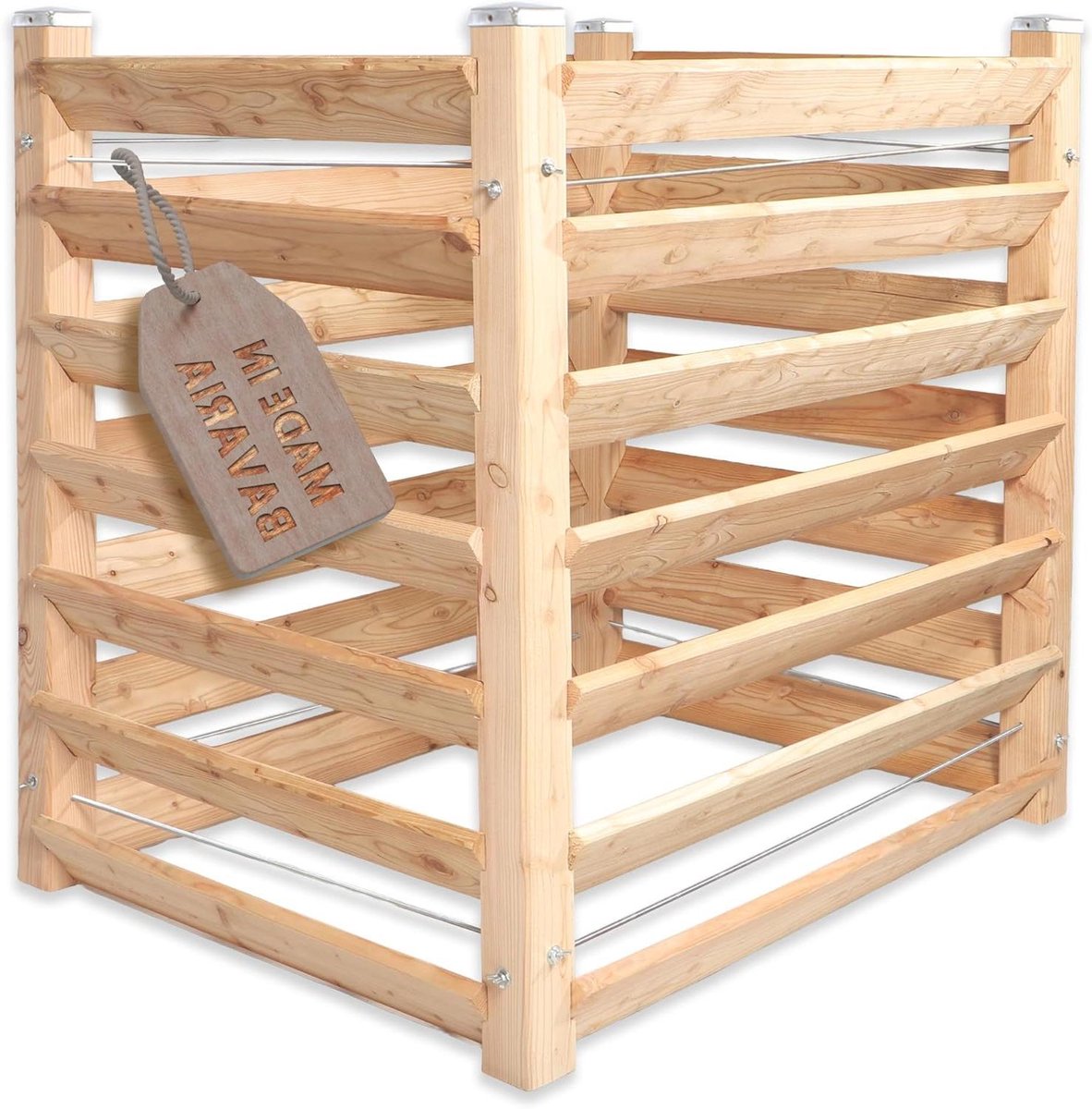 Compostbak Single - Houten bak - Tuinafval verwerken - Europees larikshout - 80x100x100 cm - Bruin