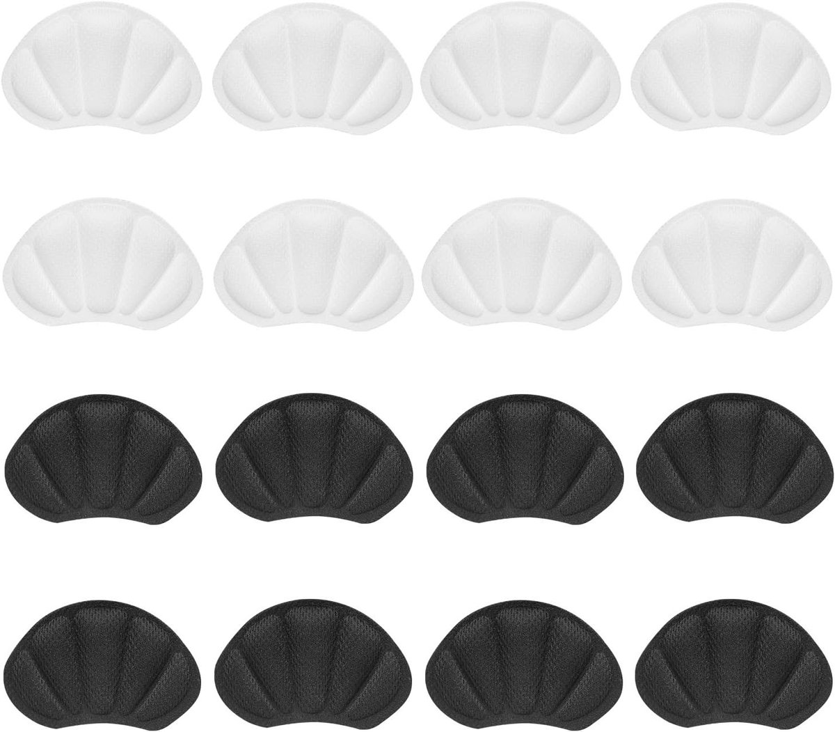 8 Paar Hielkussens voor Schoenen, Hielbescherming, Antislip Inlegzolen voor Te Grote Schoenen, Zelfklevend en Comfortabel, Geschikt voor Mannen en Vrouwen, Zwart en Wit