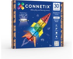 CONNETIX - Magnetisch Tegels - Raketpakket met licht - 30 Stuks - Magnetisch Speelgoed