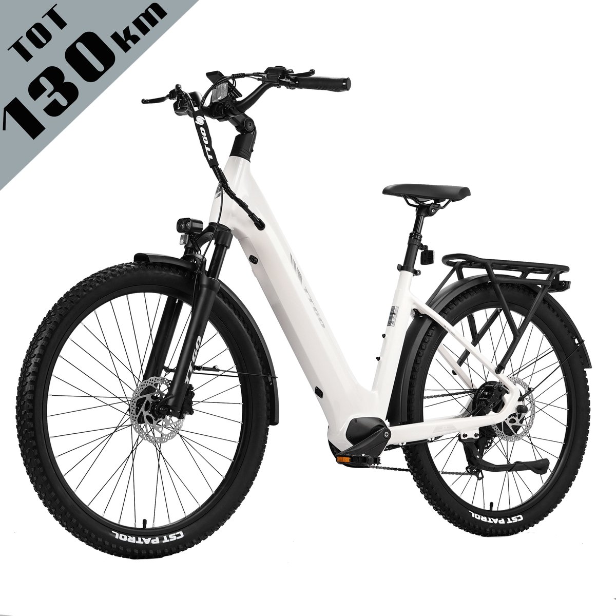 TTGO Z3 Elektrische Fiets – 27.5 Inch Stadsfiets – 720Wh Accu – Achterwielmotor – Actieradius tot 130 km – Shimano 7 Versnellingen – Hydraulische Schijfremmen – Wit