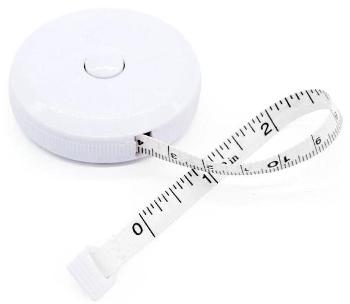 Rolmaat - Meetlint oprolbaar - Flexibele omtrekmeter - Kleding lintmeter - Naaien - Opmeten - Liniaal - Meten - Lichaam - Centimeter en inch - 150 cm - Body measuring tape - Wit - Jonyx