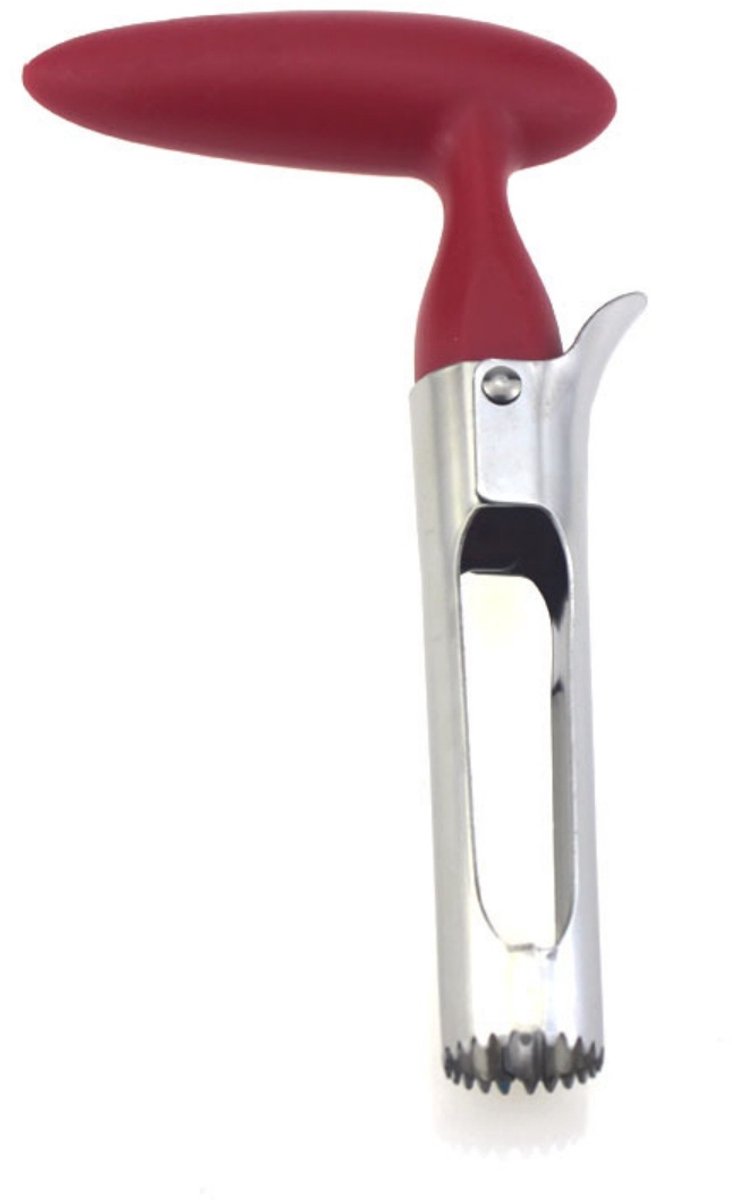 TOVBMUP Appelboor - Appelboor met ABS-handgreep - Gekarteld roestvrijstalen lemmet - 17,5 cm - Rood