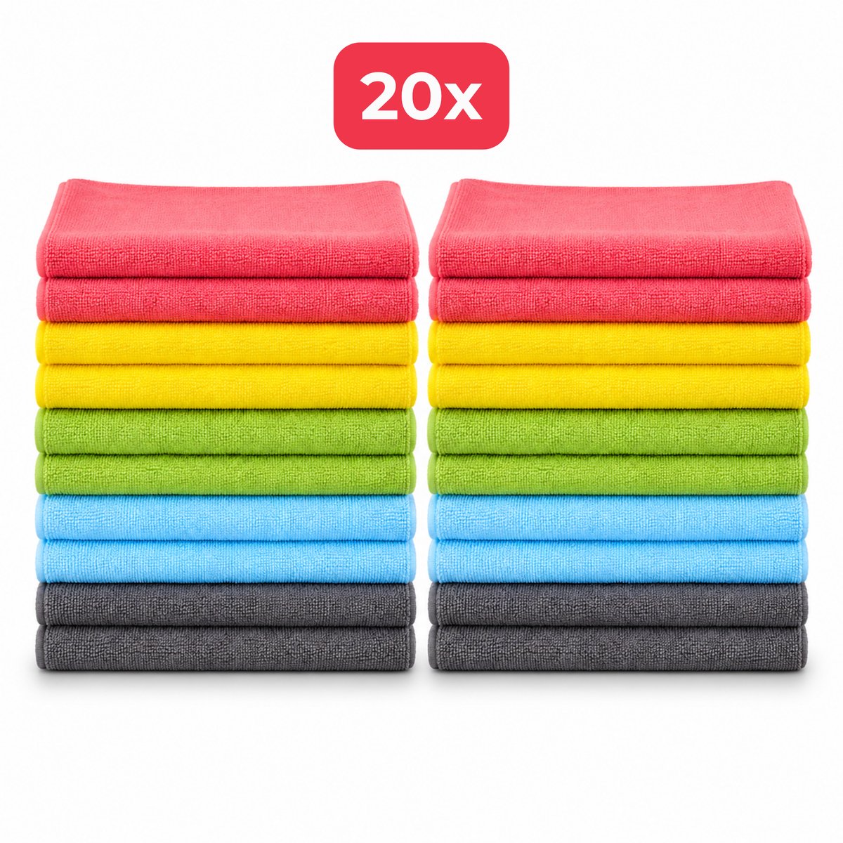 NaturaSterk Schoonmaakdoekjes 40 x 40 cm – 340 g/m² Microvezeldoekjes – 20 Stuks – 2 x 10 Pack – 5 Kleuren – Wasbaar & Herbruikbaar