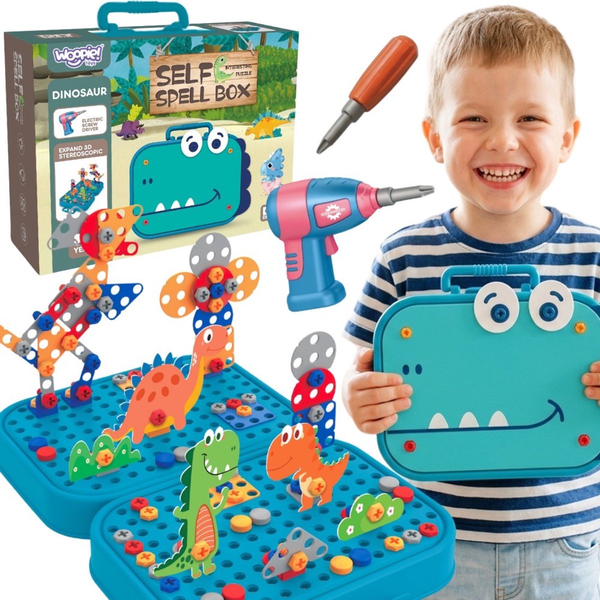 Woopie Diy Set Dinosaurus Blokken Schroeven