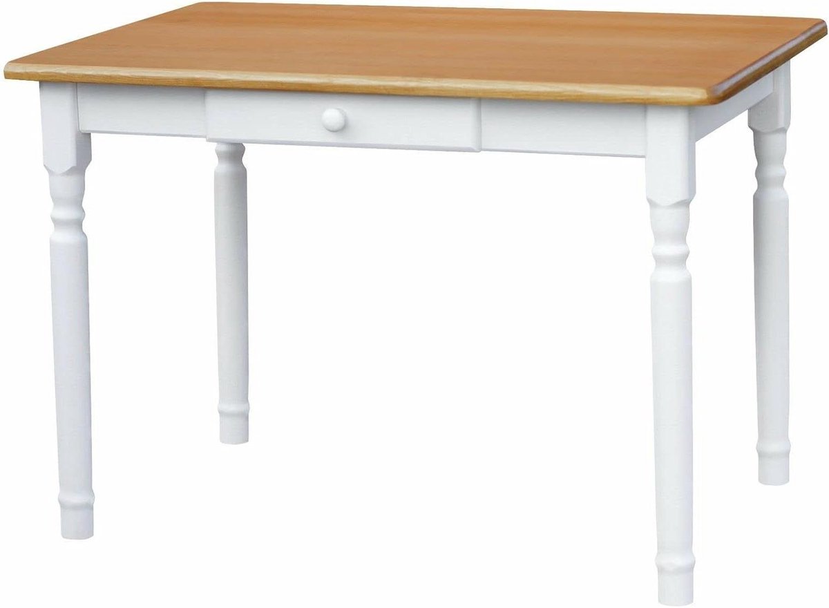Eettafel Keukentafel - Massief Hout - Gezellig Tafelen - Met Lade - 80x80 cm - Wit Honing