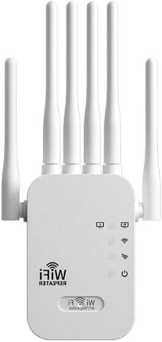 Wifi Versterker - Wifi Repeater - Betere Wifi Dekking - Zes Antennes - 18 x 12 cm - Wit