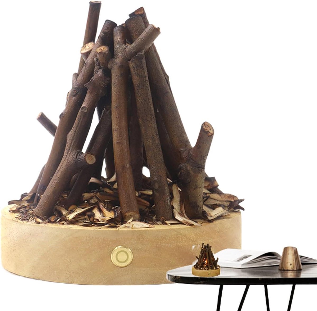 Decoratieve Lamp - Sfeerlicht Vuur - Creëer Sfeer - Geluidsmodule - 10x8.5x8cm - Bruin