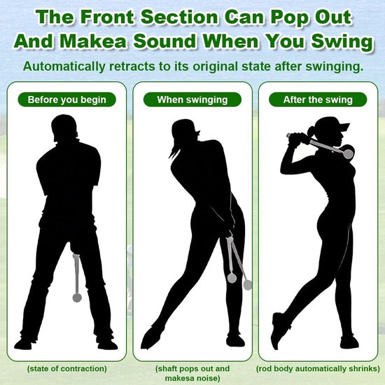 Golf Swing Trainer - Zwaaihulp Golf - Swing Verbeteren - Telescopisch Verstelbaar - 39-66 cm - Zwart van GOLF — afbeelding 2