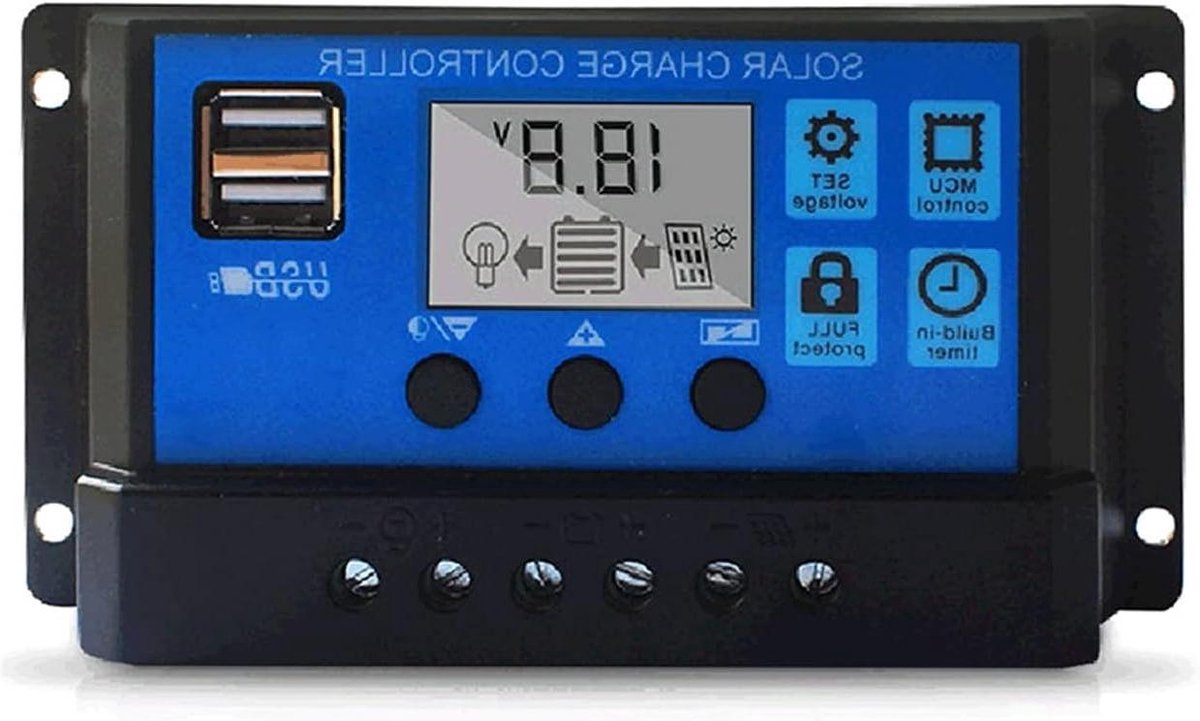 Zonne Laadregelaar - Batterijregelaar LCD - Energie Beheer - PWM Technologie - 100A - Zwart