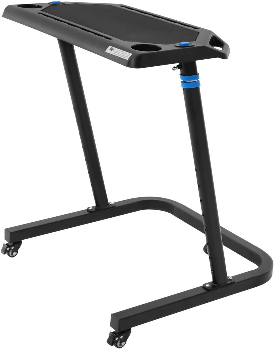 Verstelbaar Bureau - Fitness Tafel - Thuiswerken Trainen - Met Wielen - 87-117 cm Hoog - Zwart