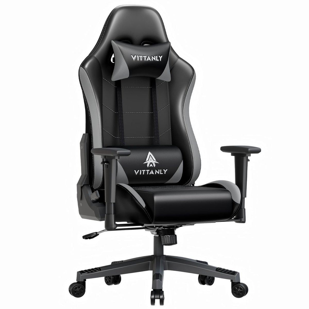 Homaxy - Game Stoel - Gaming Stoel - Gaming Stoel - Ergonomische Bureaustoel - Gamestoel - Verstelbaar - Gaming Chair - Gamingstoel met hoofdsteun - Zwart/Grijs