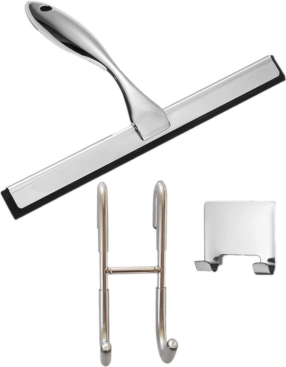 Douche Wisser - Glas Reiniger - Streeploos Ramen - Roestvrij Staal - 10 Inch - Zilver