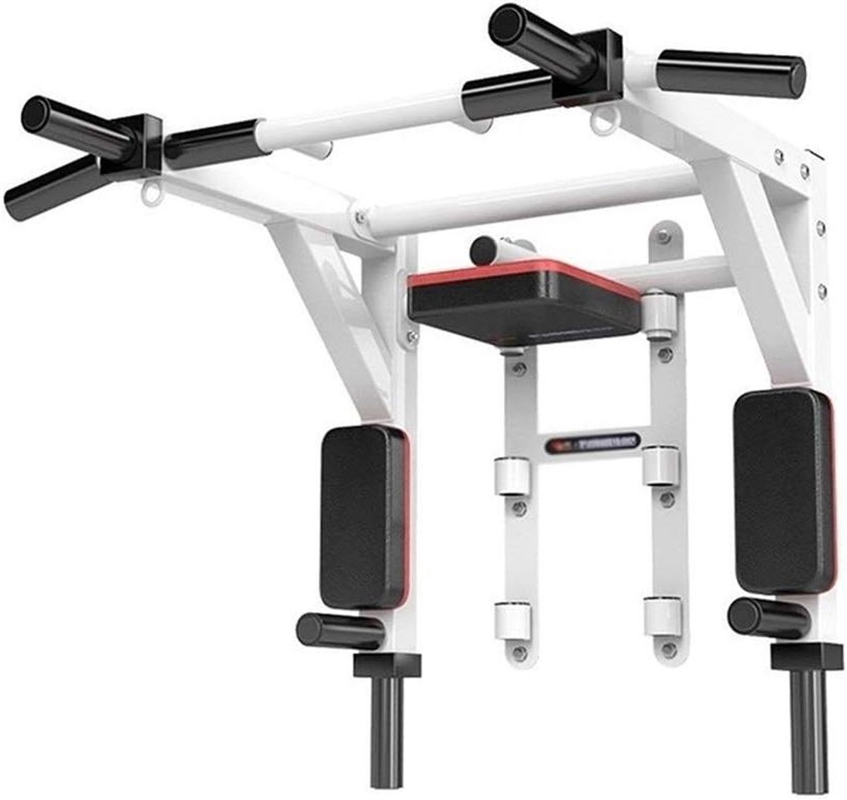 Optrekstang Station - Muurbevestiging Fitness - Krachtopbouw Thuis - Extra Oog voor Banden - 200 kg Draagkracht - Wit