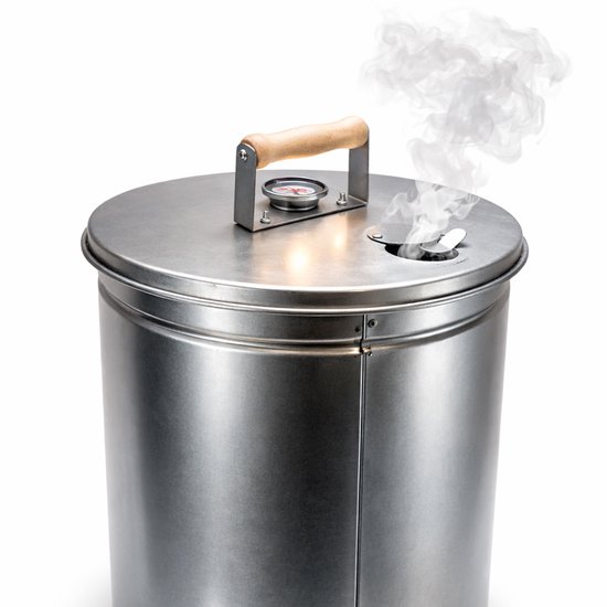Eurocatch Telescopische Rookoven Rond 101 cm - Verzinkt Metalen Rookton - Rookkast voor Buiten met Thermometer en 10 Rookhaken - Extra Rookmot van Eurocatch — afbeelding 5