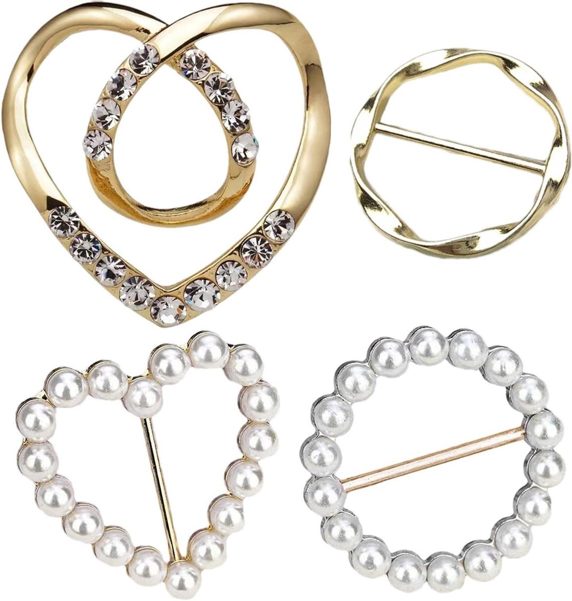 Sjaal Ringclips - Kledinggesp - Kleding Versieren - 4 Delige Set - Diverse Maten - Metaal