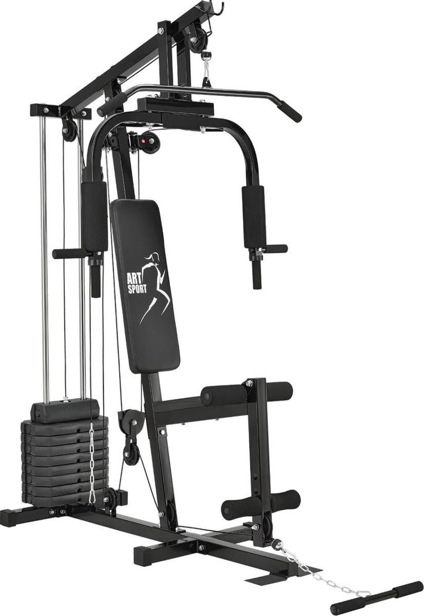 TitanForce Pro Home Gym Multifunctioneel Krachtstation met Optrekstang, Butterfly, Lat Pulley en Beentrainer – Inclusief 9 Gewichtsschijven van 40 kg – 135 x 103 x 201 cm – Complete Full Body Fitness Home Gym voor Spieropbouw en Krachttraining