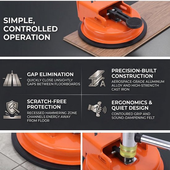 Vloervoeg Reparatie Tool - Laminaat Reparatie Gereedschap - Kieren Dichten Vloer - Met Zuignap en Rubberen Hamer — afbeelding 3