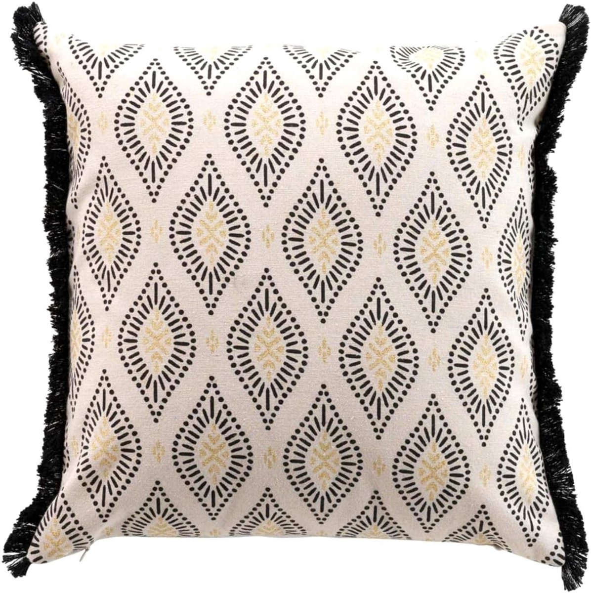 Decoratief Kussen 45 x 45 cm in Beige, Goud en Zwart met Vulling - Perfect voor Bank en Interieurdecoratie
