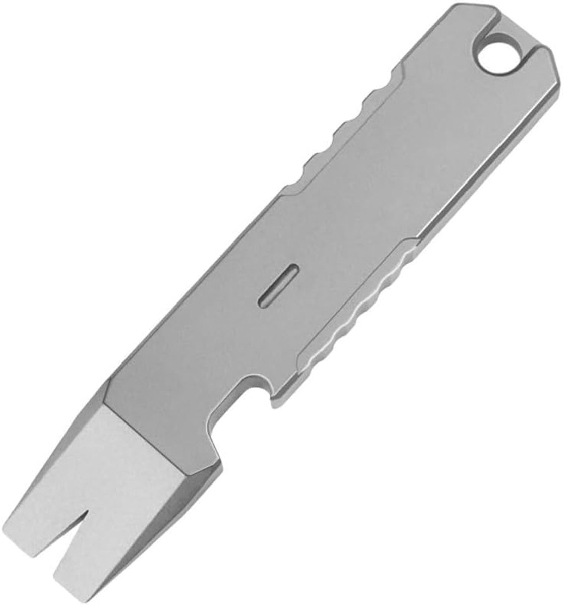 VHV - Multitool - Sleutelhanger - Titanium tool - Flesopener - Koevoet - Lichtgewicht - Voor kamperen en outdoor - Mannen cadeau - Grijs