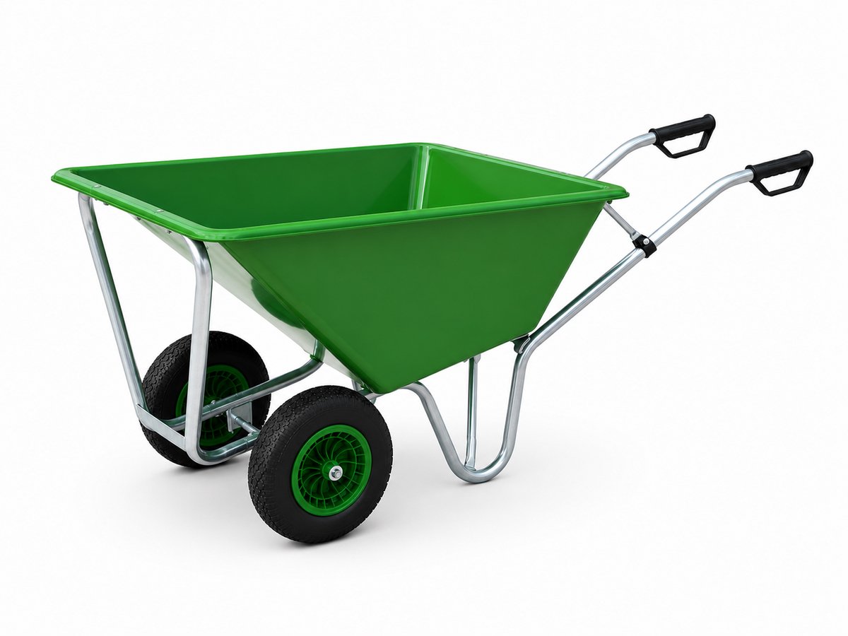 Kruiwagen 160 Liter – 2 Wielen – Poly Bak – Verzinkt Onderstel- luchtbanden