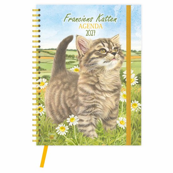 Franciens Katten AGENDA 2027 met een kitten in bloemen. Met gouden spiraalbinding.