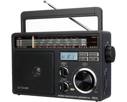 Draagbare Radio-Retekess Radio-FM AM SW-Ondersteuning voor USB-TF-kaart- SD-kaart- met Hoofdtelefoonaansluiting-Cadeaus voor ouders-Donkergrijs-TR618- Vaderdagcadeau