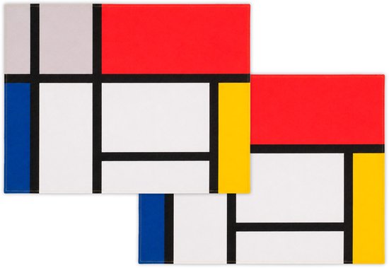 Lanzfeld MuseumEditions - Sets de table en coton - Lot de 2 - Set de table - Art - Qualité musée - Piet Mondrian