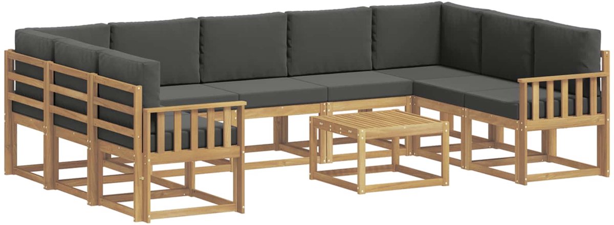 vidaXL Buiten - bank - set - 10 - st - 9-zits - Wit - en - antracietkleurig - Polyester Wit en antracietkleurig