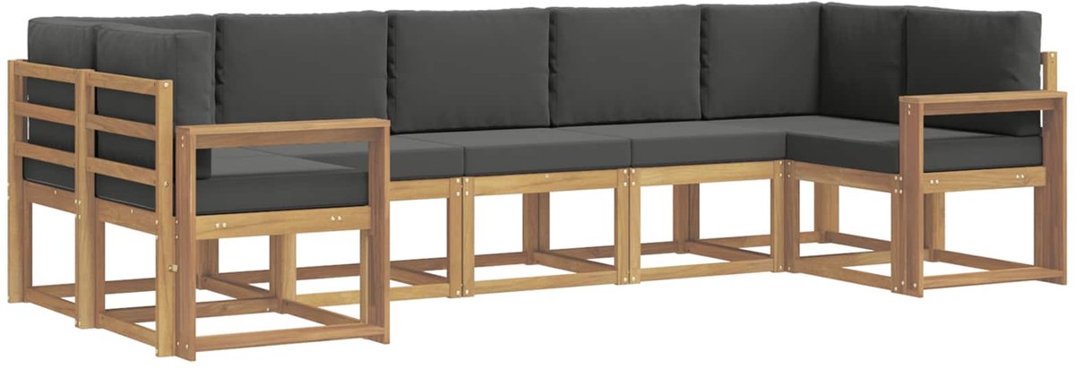 vidaXL Buiten - bank - set - 7 - st - 7-zits - Wit - en - antracietkleurig Wit en antracietkleurig