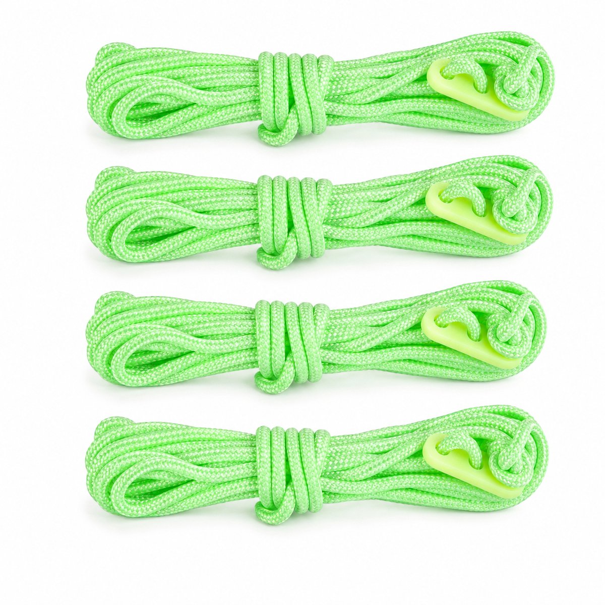 Scheerlijn 4 x 3M - Glow in the dark - voor Kamperen - Groen - tot 8 uur licht - tentharing