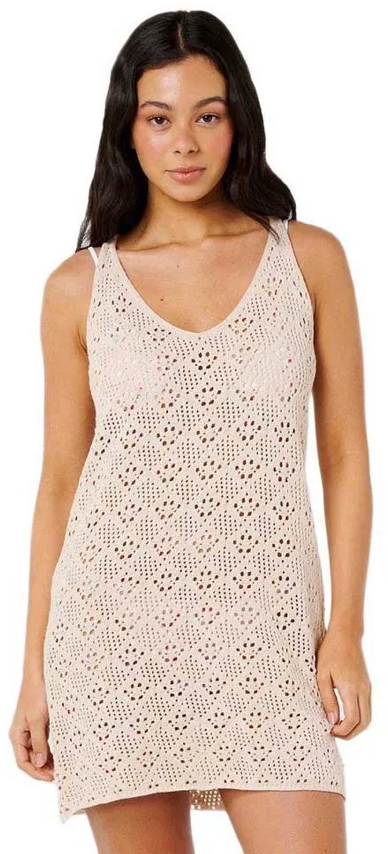 Rip Curl Half Moon Bay Crochet Mouwloze Jurk L Vrouw Creme