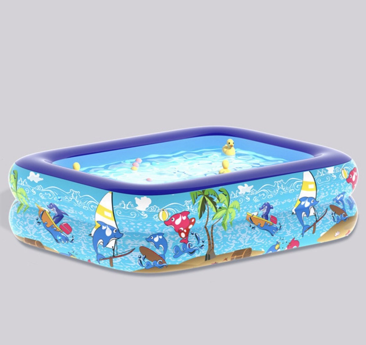 CFY Opblaasbaar Kinderzwembad 120 x 87 x 35 cm – Baby Zwembad / Peuterbad met Oceaanprint – Compact Opzetzwembad Blauw – J4.2 — afbeelding 5