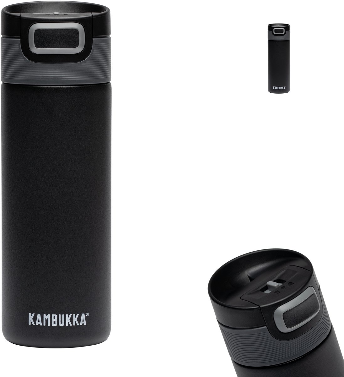 Kambukka Etna Thermosbeker 500 ml - Koffiebeker To Go - dubbelwandig- makkelijk reinigen - lekvrije Koffiebeker - Theebeker - Travel Mug - Zwart