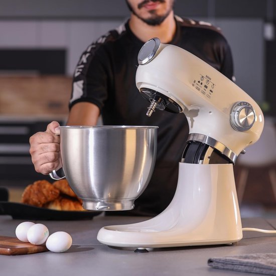 Swiss Haus® KM1905 Keukenmachine - 1000W Keukenrobot - 5L RVS Mengkom met Handgreep - 12 Snelheden - Retro Design - Multifunctionele Keukenmixer met Accessoires - Rood van Merkloos — afbeelding 5