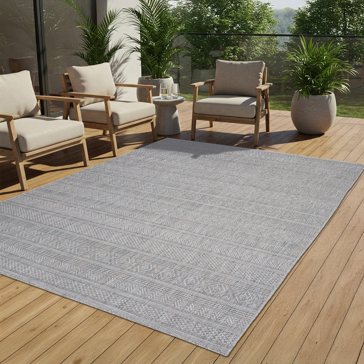 Tapiso Melissa Buitenkleed Buitentapijt Grijs Vloerkleed Binnen Buiten Kleed Tapijt Maat- 60x200 Grijs 12